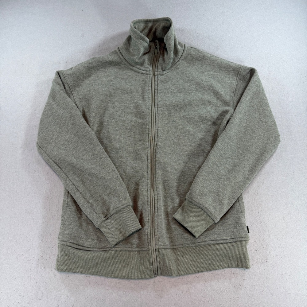 Mondetta Womens XS Full Zip Fleece Lined Jacket Olive Green Heather Mock Neck